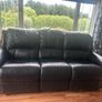 Black leather Recliner couch and chairs Image 3