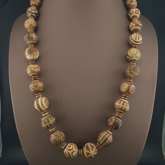 Burmese Antique Pumtek Pyu 18-19 mm Beads Necklace 24 inches