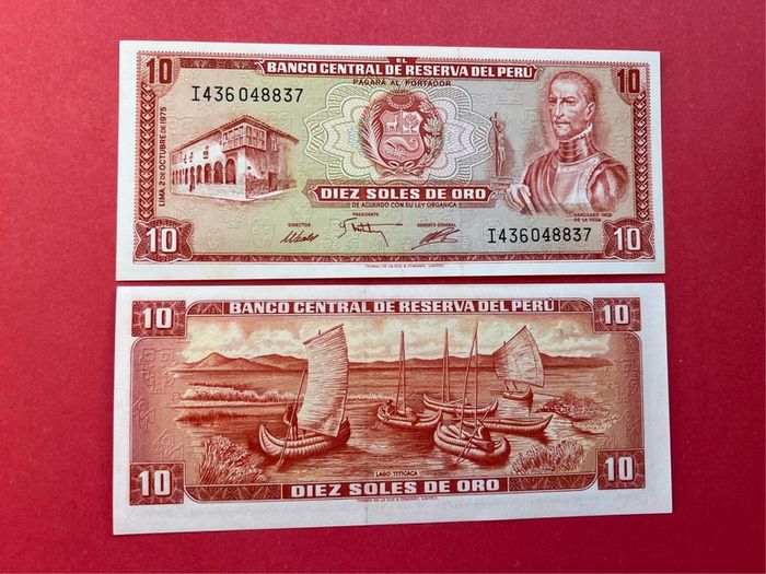 Peru. 10 Soles De Oro. 1975 Pick 106  ( Uncirculated )