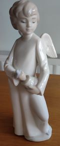 Exquisite Lladro NAO Angel (8" tall) and Butter Churn or Honey Pot made in Spain