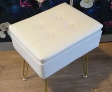Faux leather vanity stool with hidden storage