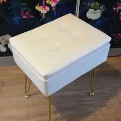 Faux leather vanity stool with hidden storage