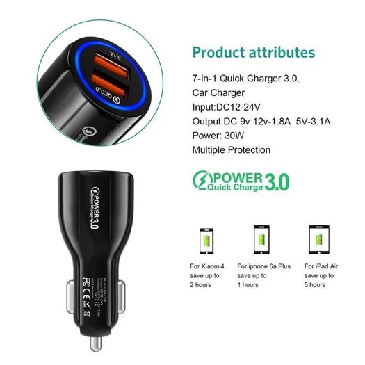 Car Charger USB C Lighter USB Charger, 2 Ports Car Charger Mobile Phone, Quick Charge PD Ports and QC 3.0 Compatible with iPhone13, iPad Samsung Galaxy,Huawei, Xiaomi, Tablet