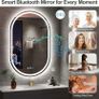 Oval Bathroom Mirror with LED Lights 500x800mm, Bluetooth Led Mirror Bathroom with Memory, Anti-Fog, 3000K-6500K, Dimmable, HD Tempered Glass, IP44 Waterproof, Horizontal or Vertical Image 2
