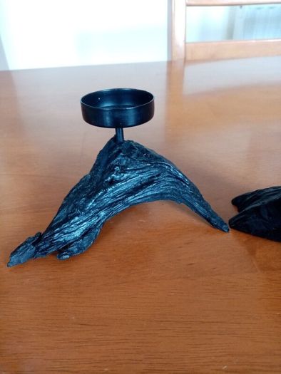 Pair of wooden candle holders