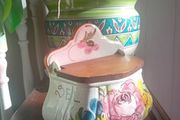 Antique Italian cermic salt cellar or tea bag caddy