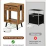 Set of 2 Side Tables, Bedside Table, Sofa End Table, with Fabric Drawers and Open Shelf Unit, Solid Wood Legs, Nightstand, for Bedroom, Living Room, Rustic Brown Image 4
