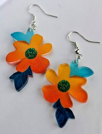 Vibrant California poppy Acrylic Earrings
