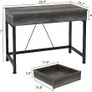 Computer Desk with Drawers Made of Wood and Metal Grey Oak Image 2