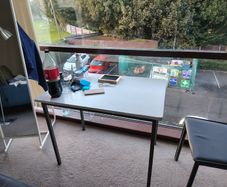 Simple metal-framed desk