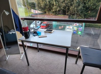 Simple metal-framed desk