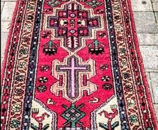 Hand knotted antique Persian rug runner