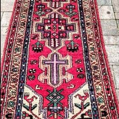 Hand knotted antique Persian rug runner