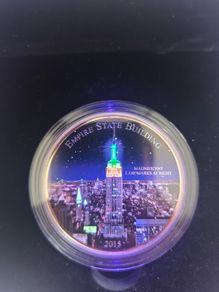 Magnificent Landmarks Empire State Building glow in dark Silver 2oz coin box+coa
