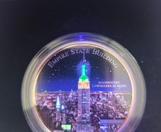 Magnificent Landmarks Empire State Building glow in dark Silver 2oz coin box+coa