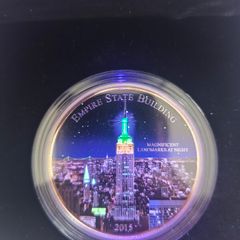 Magnificent Landmarks Empire State Building glow in dark Silver 2oz coin box+coa