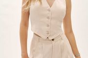 Reformation Designer Beige Twill Vest Top RRP 158E