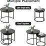 Round Coffee Tables, Set of 2 End Table, Nesting Tables, Side Table with Metal Frame for Living Room/Bedroom/Balcony/Office/Apartment, Diameter 23.6/15.7 IN (Black Frame, Black Wood Marble Finish Top Image 6