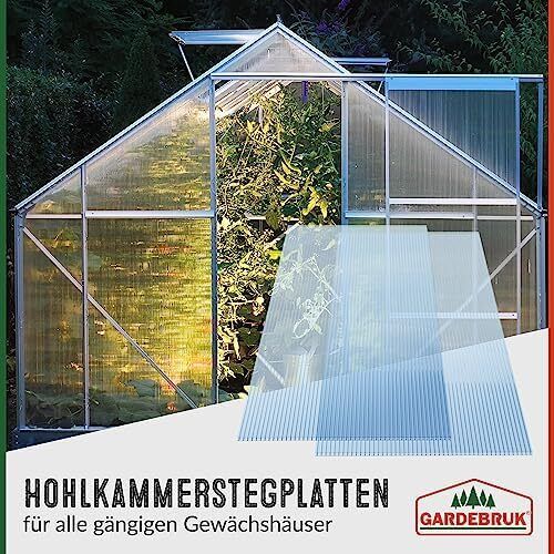 10 x Double Wall Sheets, 6 mm, Can Be Cut to Size, 121 x 60.5 cm, Polycarbonate UV-Resistant, Clear, Twin-Wall Panels, Greenhouse Panels, Multi-Wall Sheets