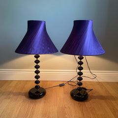 Set of 2 purple shade lamps