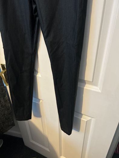 leather look trousers