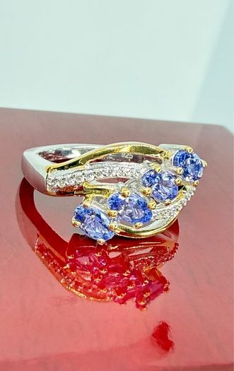 Tanzanite & White Zircon 4-Stone Ring