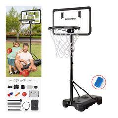 Basketball Hoop Freestanding 148-250CM Height Adjustable Set with Basketball - FREE DELIVERY