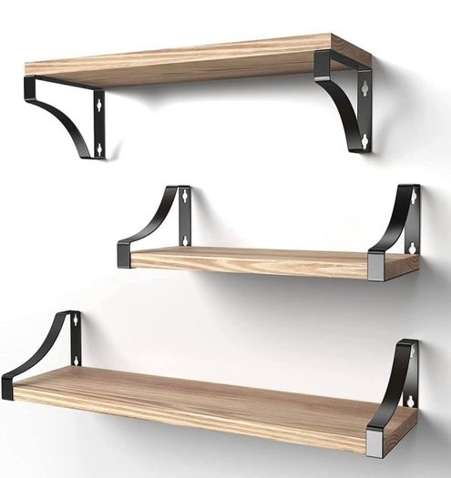 Floating Shelves Wall Mounted Shelf, Paulownia Wood Wall Shelves, Wooden Shelves Set of 3 for Bedroom, Bathroom, Living Room, Kitchen, Home Office, Laundry room,etc (FREE POSTAGE)