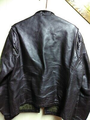 Men's Leathercraft Vintage Cafe Racer Motorcycle Jacket Dk Brown L Large Reg VGC