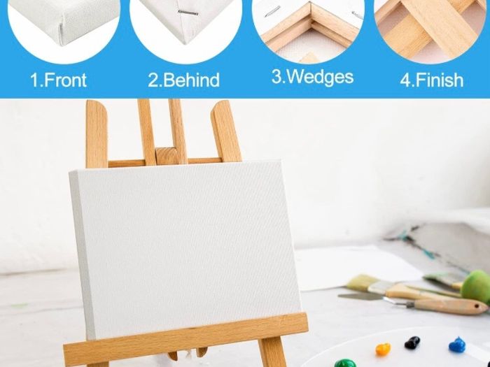 6 Set Blank Stretched Canvas Assorted Size Artist Canvas Multipack Canvases for Acrylic Oil Water Painting