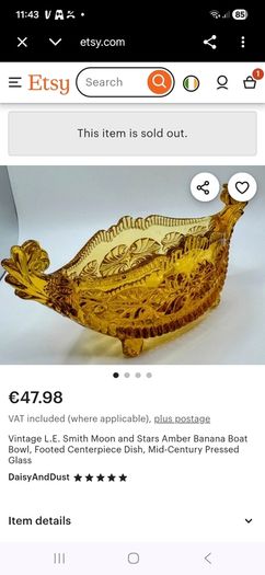 Vintage amber banana bowl