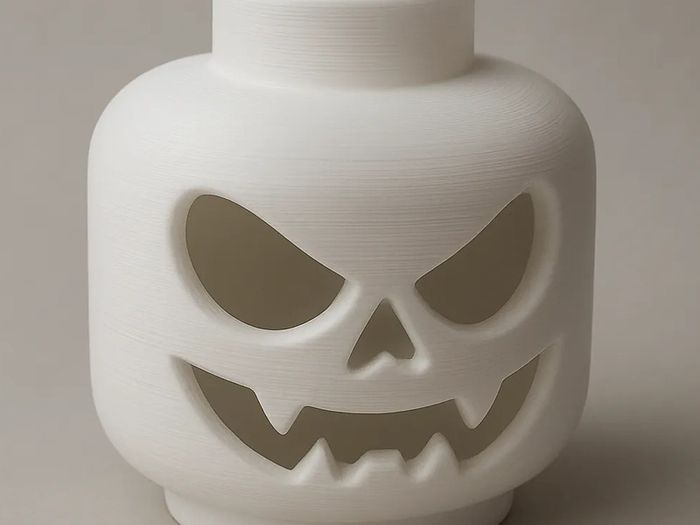 LEGO head style spooky LED jack-o-lantern