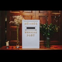 Handcrafted wedding post box for hire.  local collection. Can deliver for extra charge. . Deposit secures Date. Box Fitted with lock and key.
