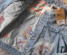 Brand New Next Girls Embroidered Denim Jacket 18-24 months
