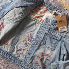Brand New Next Girls Embroidered Denim Jacket 18-24 months