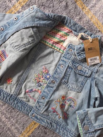Brand New Next Girls Embroidered Denim Jacket 18-24 months