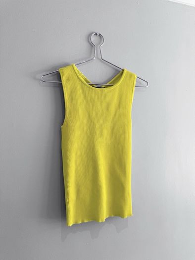 Pre Owned Zara Lime Green Ribbed Knit Tank Top