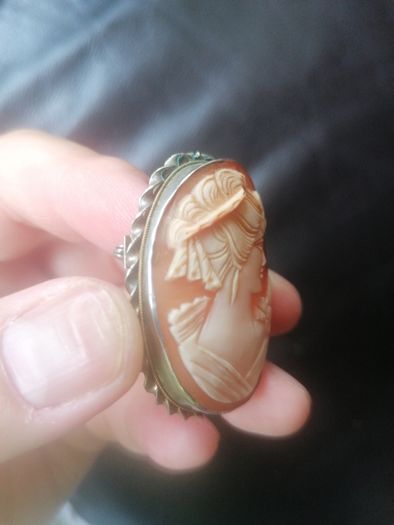 Vintage Large Silver Cameo Pendant&brooch