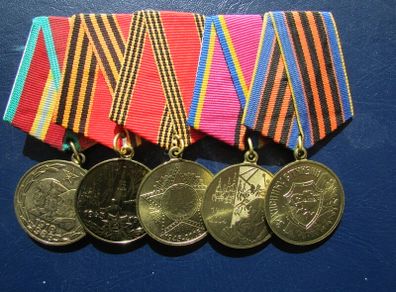 Five Soviet/Russia Military Medals.Full Size Originals.
