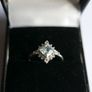 Vintage Art Deco Aquamarine and 925 Sterling Silver hallmarked Ring , Cubic Zirconia Band size O - 1,9g Image 2