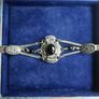 Vintage Sterling Silver 925 Onyx Bracelet Length 7.5" - 13,8g Image 4