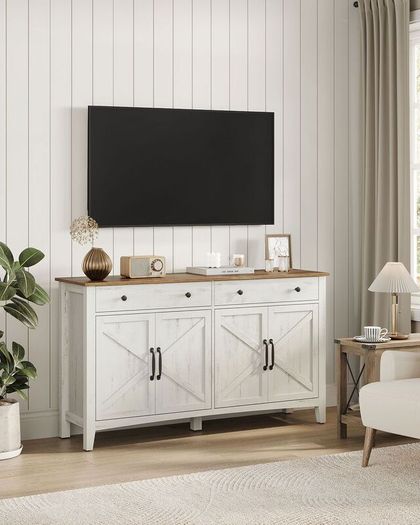 Vintage Country House Sideboard  Elegant Storage Cabinet with Sliding Doors, Adjustable Shelves, and Spacious Drawers