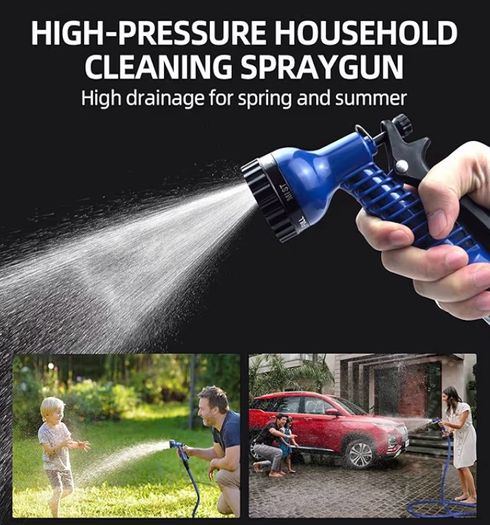 100FT Garden Hoses Expandable with 3/4", 1/2" Fittings, Expanding Magic Hose, with 7 Function Spray Nozzle, Anti-Leakage Latex Core Hosepipe (30M)