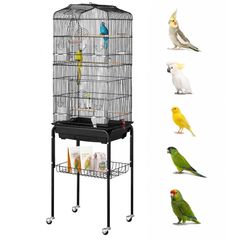 Large Bird Cage 62 Inch with Rolling Stand & Tray