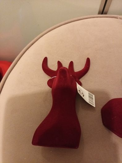 3 x wine flocked ceramic Christmas heads
