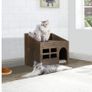 BRAND NEW Durable Wooden Cat Cave Bed Furniture Kitten Sleep Lounge House Bed with Cushion Pad Litter Box for Indoor Cats Image 4