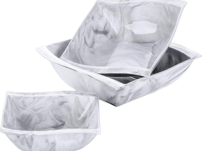 Stylish Modern Porcelain China Square 55 Piece Dinner Set, Marble Grey, Dinnerware, Dinner Party Set. Plates, Cups Mugs Bowls Egg Cups
