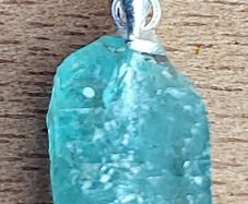 3.5 ct Blue Apatite Crystal on 925 Silver bail