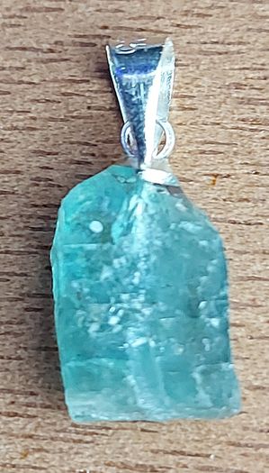 3.5 ct Blue Apatite Crystal on 925 Silver bail