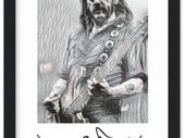 Lemmy Kilmister Motorhead Sketch Print With Autograph Framed